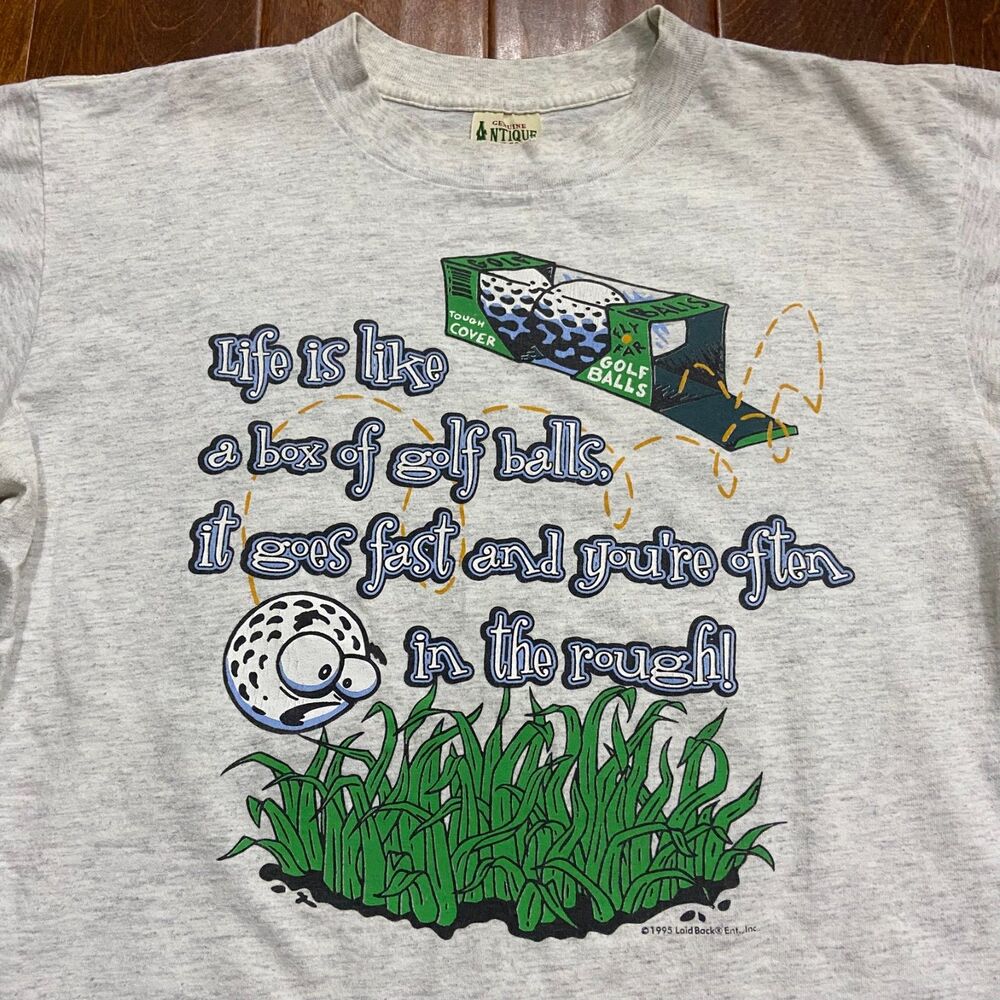 Antique Person Vintage Single Stitch Golf Funny Comedy Gray Tee Men's Size Large